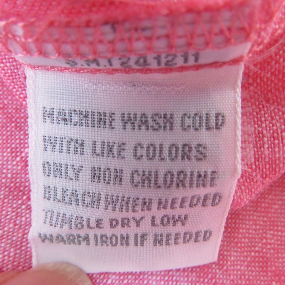 CLEARANCE Foxcroft Raspberry colored 100% Linen Y neck button down shirt size 8 - Picture 5 of 7